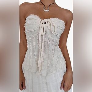 Strapless Textured Top SOLY HUX Tie Front Strapless Asymmetrical Top only